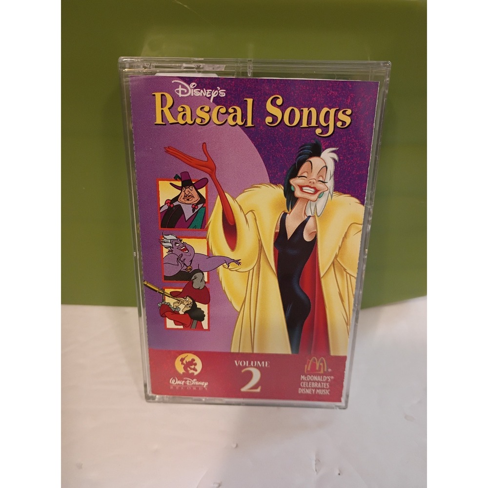 Disney Rascal Songs Volume 2 Cassette Tape 1996 McDonalds Cruella Ursula Gaston